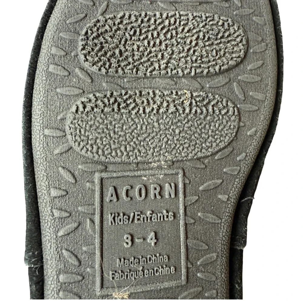 Acorn Kids Navy Blue‎ Knit Slip On Moccasin Slippers Size 3-4